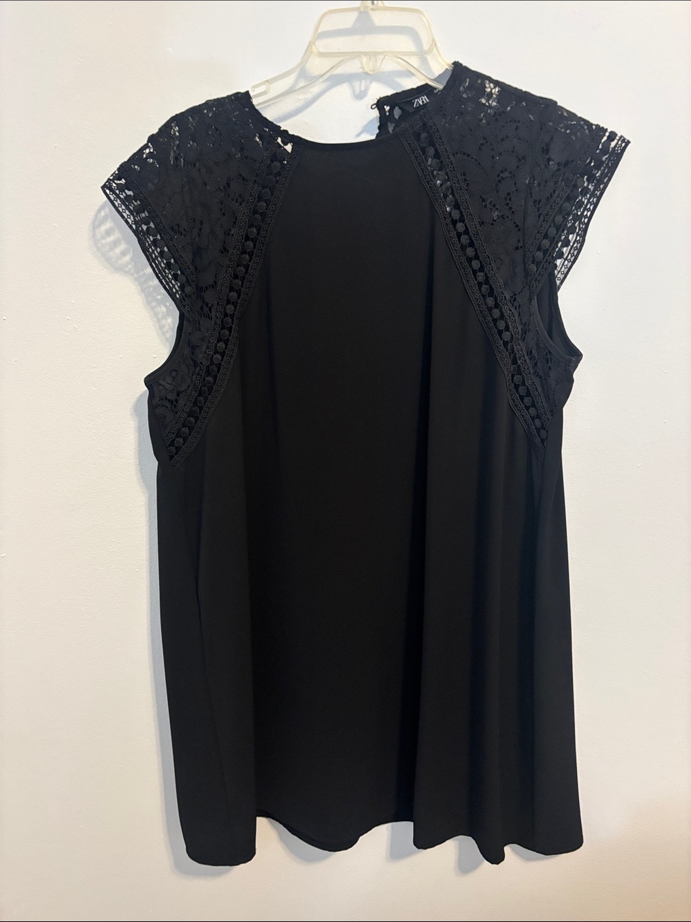 Zara Black Lace Cap-Sleeve mini dress